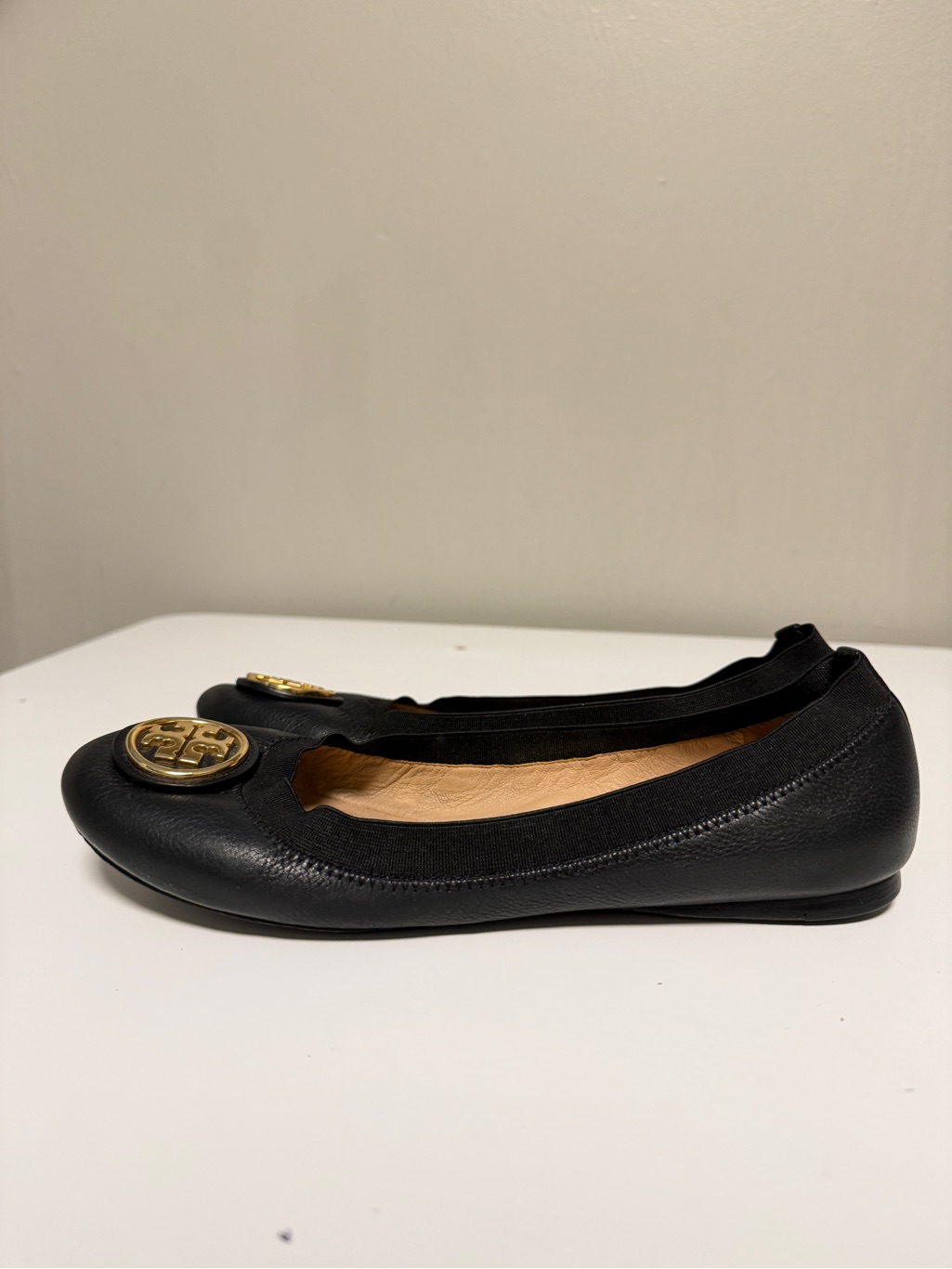 Tory Burch Caroline 2 Black Leather Ballet Flat Shoes Women’s Us 7 M